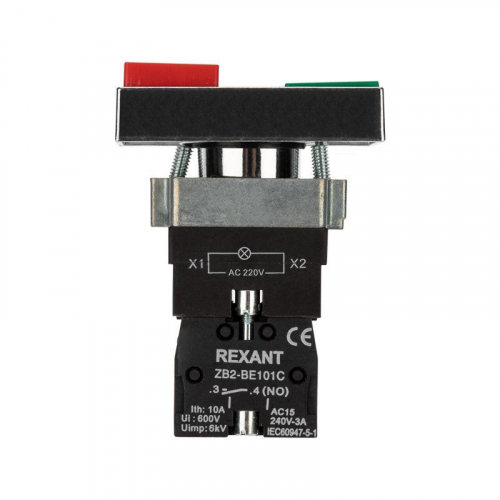 Кнопка LAY5 &amp;amp;amp;quot;I-O&amp;amp;amp;quot; прямоугольная 230 В NO+NC Rexant 36-5541 фото 2