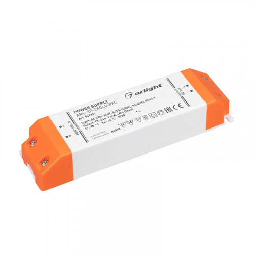 Блок питания ARV-SP-24040-PFC (24В 1.67А 40Вт) (IP20 пластик) Arlight 039237 Блок питания ARV-SP-24040-PFC (24В 1.67А 40Вт) (IP20 пластик) Arlight 039237