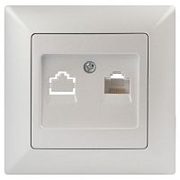 Розетка компьютерная 1-м СП Solo 4-303-06 RJ45 IP20 перламутр Intro Б0053993