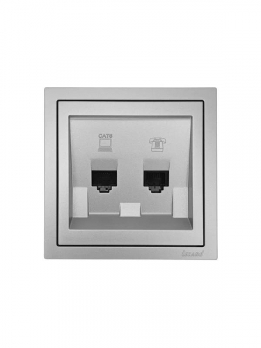 Розетка компьютер+телефон СП ZIMA IP20 с модулем Cat 6 сер. матов. LEZARD 704-7488-144 фото 3