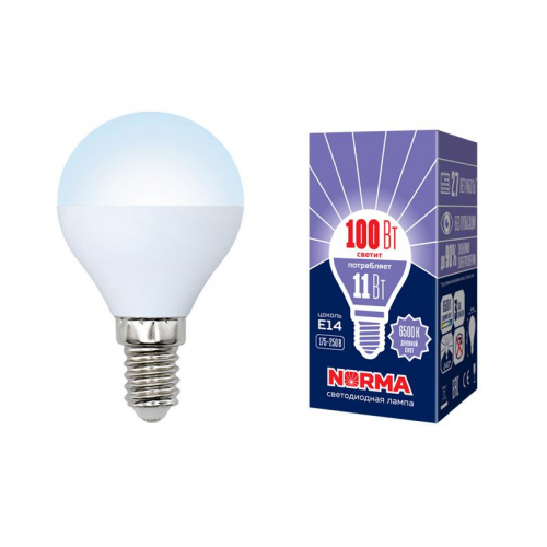 Лампа светодиодная LED-G45-11W/DW/E14/FR/NR Norma 11Вт матовая E14 (упак. картон) Volpe UL-00003830