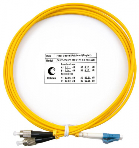 Шнур оптический FOP(d)-9-LC-FC-2м duplex LC-FC 9/125см 2м LSZH Cabeus 7333c