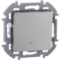 Выключатель 1-кл. Inspiria 10А IP20 250В 10AX с подсветкой/индикацией механизм алюм. IEK 673612
