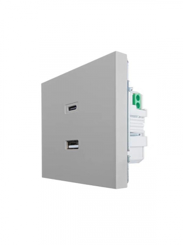Розетка Type-C+ USB разъем СП ZIMA IP20 сер. матов. LEZARD 704-7488-192TC фото 2 Розетка Type-C+ USB разъем СП ZIMA IP20 сер. матов. LEZARD 704-7488-192TC фото 2