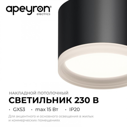Светильник Nimbus max 15Вт GX53 230В/50Гц потолочн. накладной под светодиод. лампу черн. Apeyron 16-127 фото 2