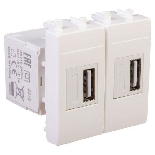 Устройство зарядное USB 2мод. 2.1А Avanti "Белое облако" DKC 4400542 фото 2