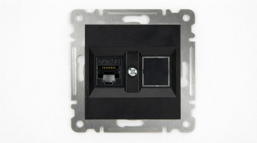 Розетка компьютерная 2-м Cat 5 СП 16А IP20 250В Karea механизм черн. Makel 57054035