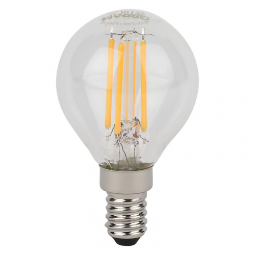 Лампа светодиодная филаментная LSCLP60 5W/827 230VFILCL 5Вт 2700К тепл. бел. E14 600лм P угол пучка 300град. 220-240В (замена 60Вт) прозр. стекло OSRAM 4058075684393 фото 2 Лампа светодиодная филаментная LSCLP60 5W/827 230VFILCL 5Вт 2700К тепл. бел. E14 600лм P угол пучка 300град. 220-240В (замена 60Вт) прозр. стекло OSRAM 4058075684393 фото 2