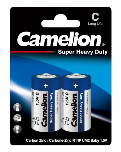 Элемент питания солевой C/R14P-BP2B BL-2 син. (блист.2шт) Camelion 3216 фото 3