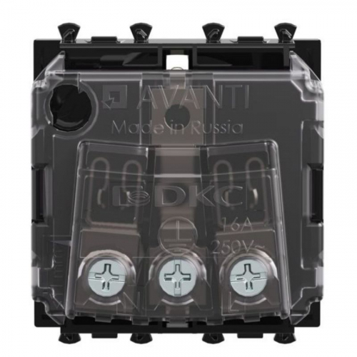 Розетка 1-м 2мод. Avanti "Черный квадрат" 16А IP20 2P+E защ. шторки черн. DKC 4402002 фото 3