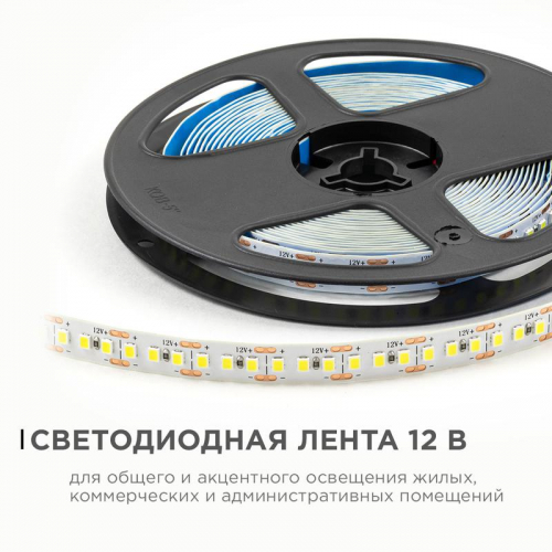 Лента светодиодная 12В 14.4Вт/м 1600 лм/м 6500К smd2835 180д/м IP20 подложка 8мм (уп.5м) OGM LSE-264 фото 3