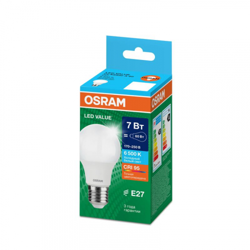 Лампа светодиодная LED G4 Value LVCLA60 7W/965 CRI95 7Вт 6500К 700лм грушевидная матов. E27 170-250В OSRAM 4058075578791 фото 2