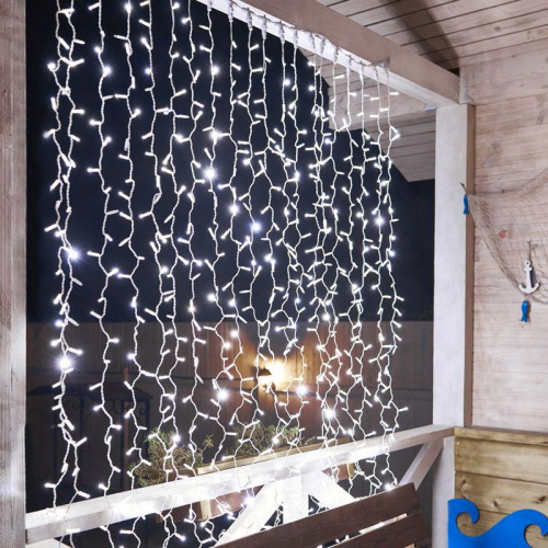 Гирлянда светодиодная "Светодиодный Дождь" 2х3м 600LED бел. 86Вт 230В IP65 эффект мерцания провод бел. (нужен шнур питания 303-500-1) Neon-Night 235-211 фото 8