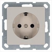 Розетка 1-м Shuko 16А IP20 с заземл. защ. шторки механизм тауп Jasmart G5501T