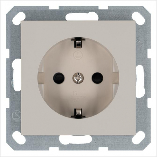 Розетка 1-м Shuko 16А IP20 с заземл. защ. шторки механизм тауп Jasmart G5501T