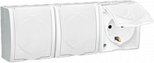 Розетка 3-м ОП Simon15 16А IP54 250В с заземл. Schuko защ. шторки с крышкой винт. клеммы бел. Simon 1594447-030