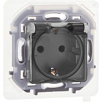 Розетка 1-м СП Inspiria 16А IP44 250В 2P+E защ. шторки с крышкой немецк. стандарт механизм алюм. IEK 673742
