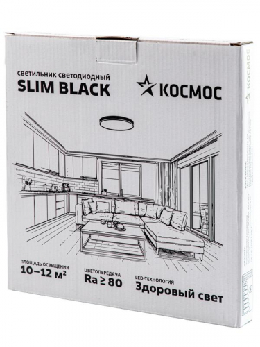 Светильник светодиодный SLIM BLACK 24Вт 4500К IP40 1620лм 230В 230х25мм КОСМОС KSlim24w_B4500K фото 3