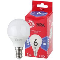 Лампа светодиодная RED LINE LED P45-6W-865-E14 R 6Вт P45 шар 6500К холод. бел. E14 Эра Б0045356