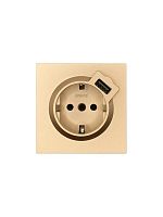 Розетка 1-м СП ZIMA IP20 + USB с заземл. механизм зол. LEZARD 704-3688-181