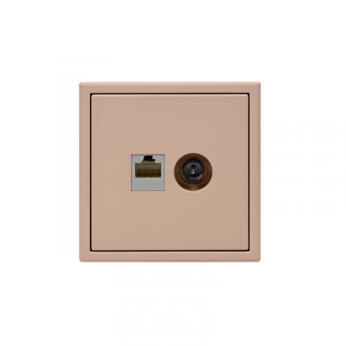 Розетка компьютерная + телевизионная 2-м СП ArtGallery RJ45 кат.5E + TV механизм песочн. SE GAL001289 фото 3