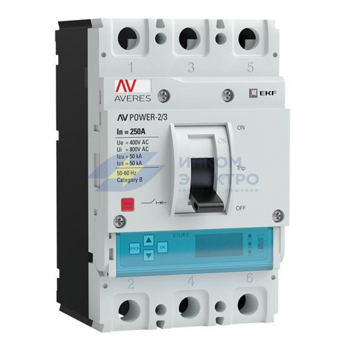 Выключатель автоматический 3п 250А 50кА AV POWER-2/3 ETU6.2 AVERES EKF mccb-23-250-6.2-av