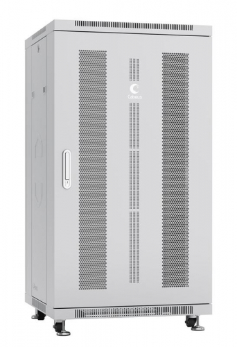 Шкаф монтажный телекоммуникационный напольн. ND-05C-22U60/80 19дюйм 22U 600х800х1166мм для распределит. и серверн. оборудования; передн. и задн. перфорир. двери ручка с замком RAL 7035 сер. Cabeus 7223c