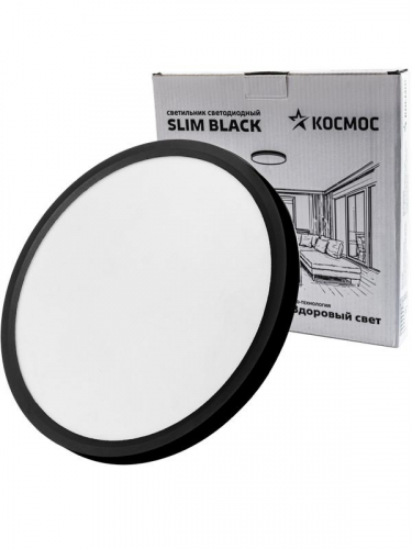 Светильник светодиодный SLIM BLACK 28Вт 4500К IP40 2398лм 230В 300х25мм КОСМОС KSlim28w_B4500K Светильник светодиодный SLIM BLACK 28Вт 4500К IP40 2398лм 230В 300х25мм КОСМОС KSlim28w_B4500K