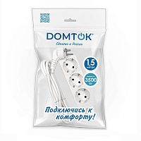 Удлинитель 3х1.5м с заземл. 16А IP20 3.5кВт ПВС 3х1 бел. DOMTOK 2389