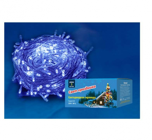 Гирлянда светодиодная ULD-S0500-050/DTA BLUE IP20 5м с контроллером 50 светодиодов син. провод прозр. Uniel UL-00005253 Гирлянда светодиодная ULD-S0500-050/DTA BLUE IP20 5м с контроллером 50 светодиодов син. провод прозр. Uniel UL-00005253