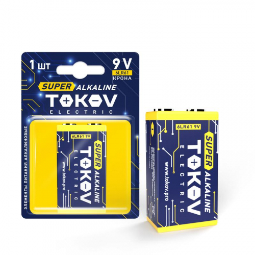 Элемент питания алкалиновый "крона" 6LR61 (блист.1шт) TOKOV ELECTRIC TKE-ALS-6LR61/B1 Элемент питания алкалиновый "крона" 6LR61 (блист.1шт) TOKOV ELECTRIC TKE-ALS-6LR61/B1
