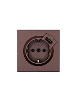 Розетка 1-м СП ZIMA IP20 + USB с заземл. механизм шоколад LEZARD 704-7388-181