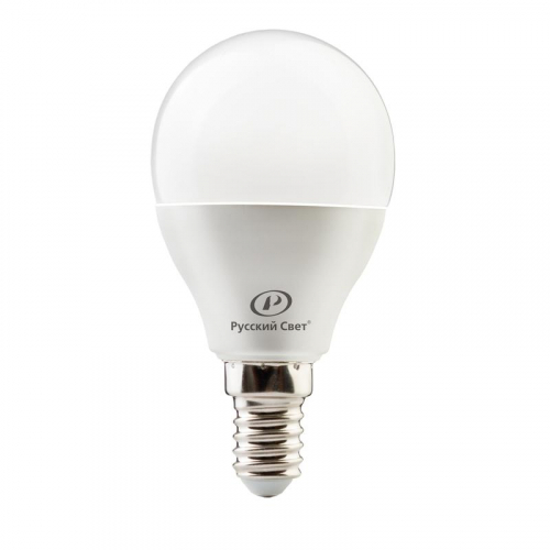 Лампа светодиодная RS LED G45 E14 6W 220-240V 6Вт шар матовая 2700К тепл. бел. E14 600лм 220-240В Ra90 Русский Свет 15010445050