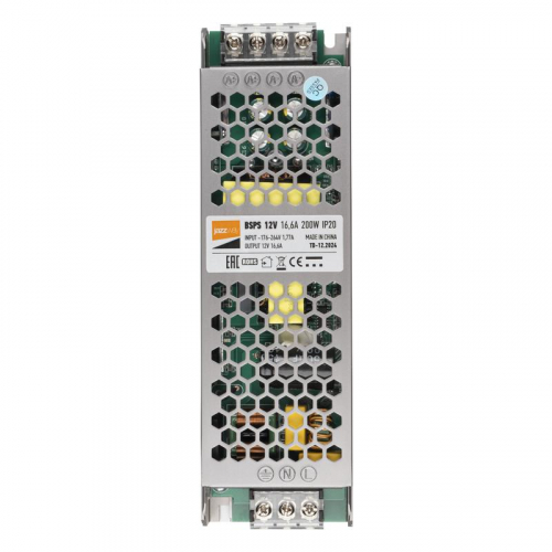 Блок питания для светодиодной ленты 200Вт 16.5А 12В IP20 BSPS метал. JazzWay 2859433A