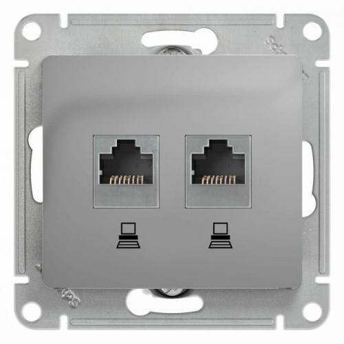Розетка компьютерная 2-м Glossa RJ45 кат.5E механизм алюм. SE GSL000385KK Розетка компьютерная 2-м Glossa RJ45 кат.5E механизм алюм. SE GSL000385KK
