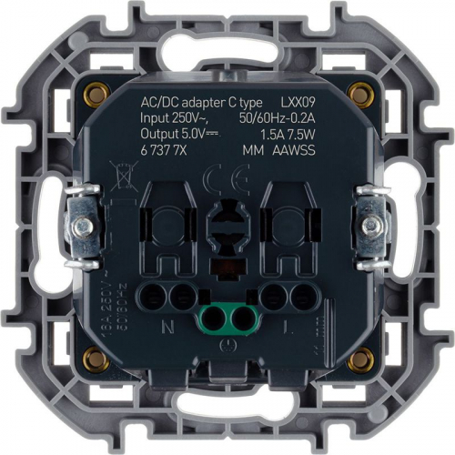 Розетка 1-м СП Inspiria 16А IP20 250В 2P+E немецк. стандарт с заряд. устройством USB тип C 1.5А 5В механизм бел. IEK 673770 фото 8
