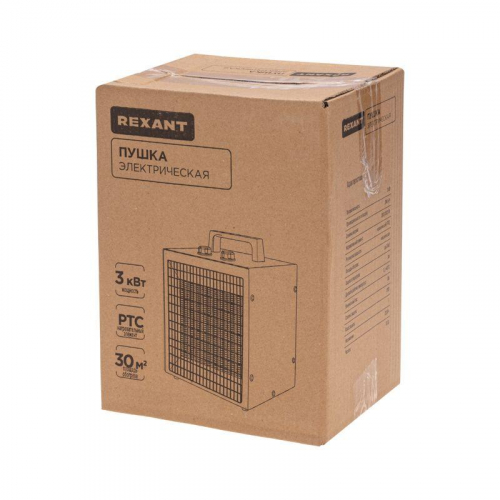 Пушка тепловая электрическая квадратная PTC 3кВт Rexant 60-0042 фото 6
