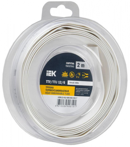 Трубка термоусадочная ТТУ нг-LS 12/6 бел. (уп.2м) IEK UDR12-012-006-002-K01-T Трубка термоусадочная ТТУ нг-LS 12/6 бел. (уп.2м) IEK UDR12-012-006-002-K01-T