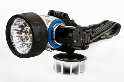 Фонарь налобный LED 5323-19Mx 19 ультра-ярких LED 4 режима 3хR03 (в компл.) металлик Camelion 8138 фото 5