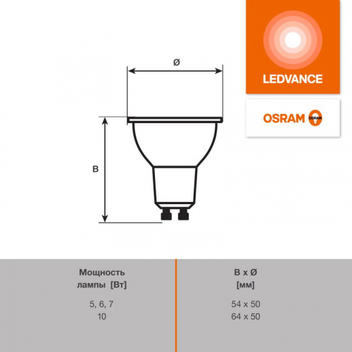 Лампа светодиодная LED G4 Value LVPAR1675 7W/927 CRI95 7Вт 2700К 700лм рефлектор матов. GU10 170-250В OSRAM 4058075581555 фото 5