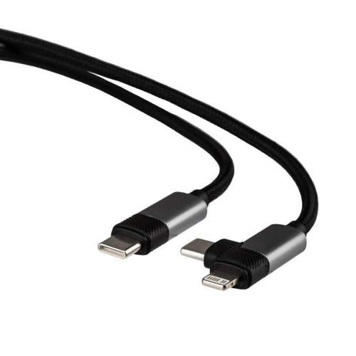 Кабель 2в1 Type-C Type-C Lightning 65Вт 1м нейлон. оплетка черн. Rexant 18-7095 фото 4