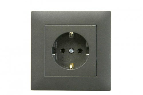 Розетка 1-м Karea RIZZ STAR с заземл. дым. металлик Makel 88050028