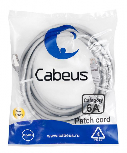 Патч-корд S/FTP кат.6A PC-SSTP-RJ45-Cat.6a-5m-LSZH 2xRJ45/8p8c экранир. LSZH (10G) 5м сер. Cabeus 7905c Патч-корд S/FTP кат.6A PC-SSTP-RJ45-Cat.6a-5m-LSZH 2xRJ45/8p8c экранир. LSZH (10G) 5м сер. Cabeus 7905c