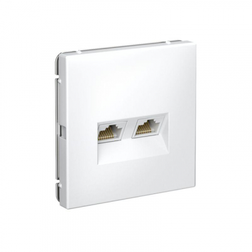 Розетка компьютерная 2-м ArtGallery RJ45 + RJ45 кат.5E механизм бел. SE GAL000185 фото 2