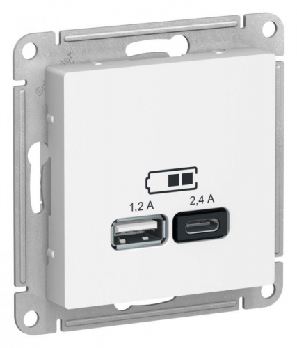 Розетка USB AtlasDesign тип A+C 5В/2.4А 2х5В/1.2А механизм лотос SE ATN001339 Розетка USB AtlasDesign тип A+C 5В/2.4А 2х5В/1.2А механизм лотос SE ATN001339