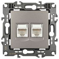 Розетка компьютерная 2-м Эра12 12-3108-16 2XRJ45 титан Эра Б0065665