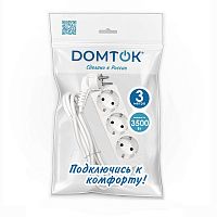 Удлинитель 3х3м с заземл. 16А IP20 3.5кВт ПВС 3х1 бел. DOMTOK 2391