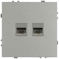 Розетка информационная 2-м СП Galaxy RJ45 16А IP20 250В алюм. Эра Б0070760
