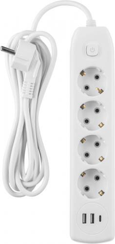 Удлинитель 4х1.8м с заземл. 10А IP20 90 841 OPE-USB-04-180-ESC-3x1 USB 2xType-A + Type-C с кнопкой ОНЛАЙТ 90841 фото 3 Удлинитель 4х1.8м с заземл. 10А IP20 90 841 OPE-USB-04-180-ESC-3x1 USB 2xType-A + Type-C с кнопкой ОНЛАЙТ 90841 фото 3
