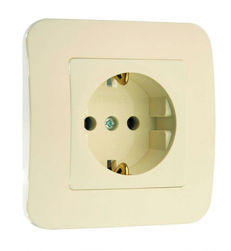 Розетка 1-м СП Lillium 16А IP20 с заземл. крем./крем. Makel 70228 Розетка 1-м СП Lillium 16А IP20 с заземл. крем./крем. Makel 70228